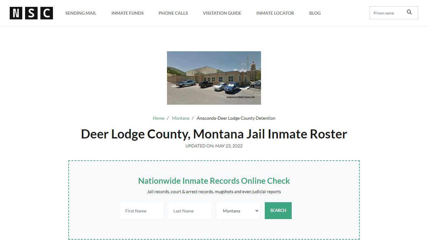 Deer Lodge County, Montana Jail Inmate Roster