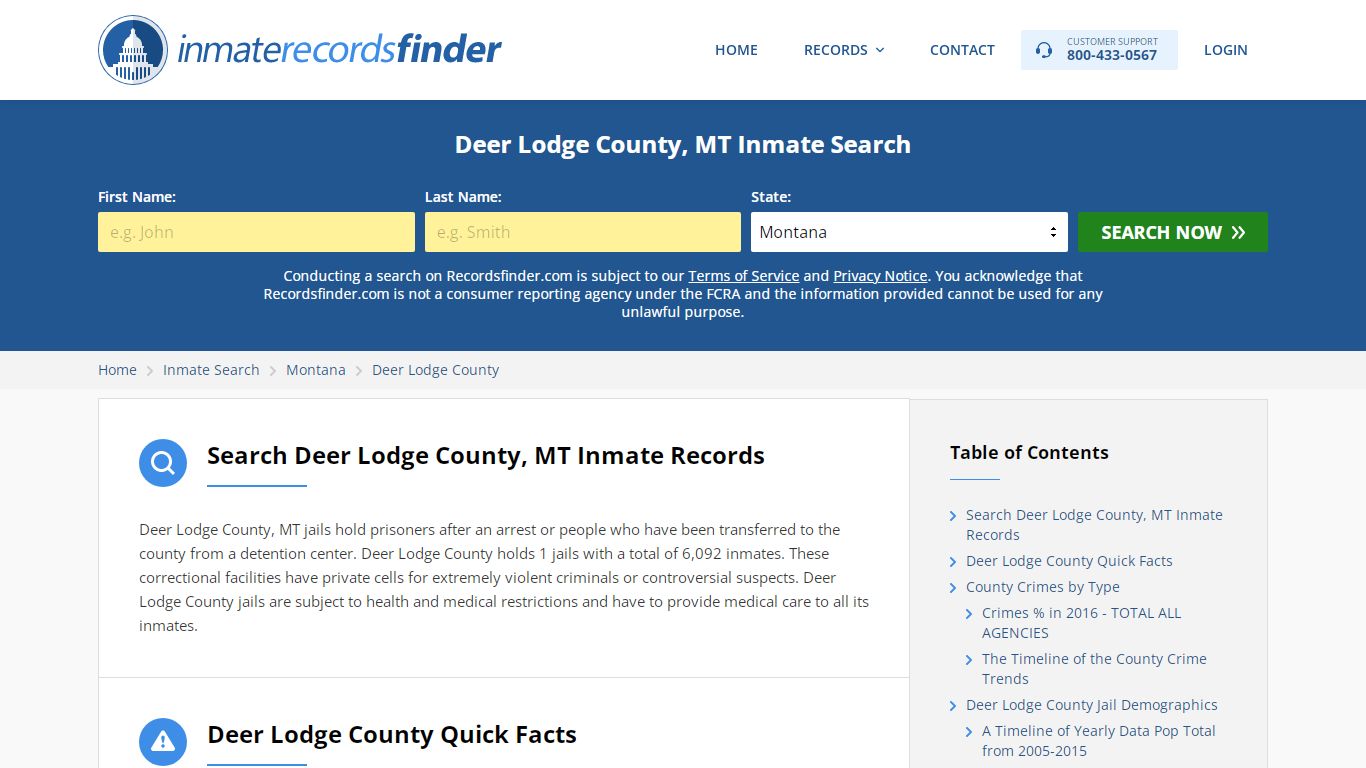 Deer Lodge County, MT Inmate Lookup & Jail Records Online